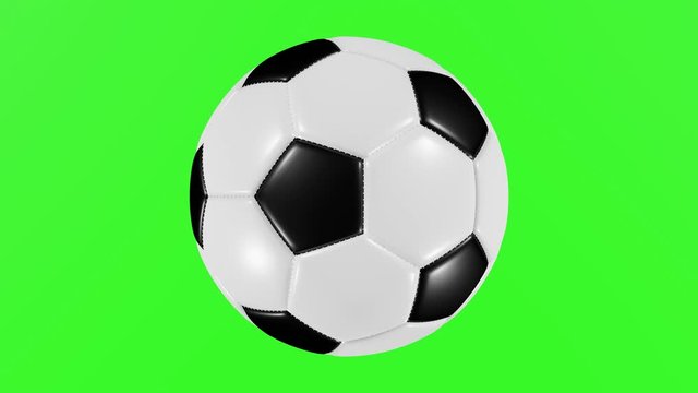 Football rotating seamless loop on freen screen background.3D Render