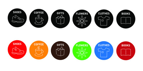 Vector icons for shops. For design and web sites