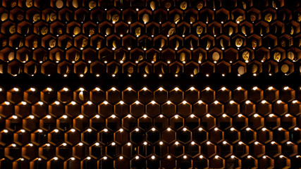 a hexagonal pattern on wall with light decoration
