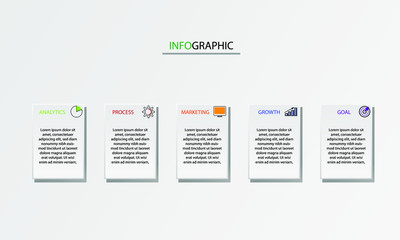 Timeline infographic vector design with 5 steps or processes for diagrams  graphs and business presentations.