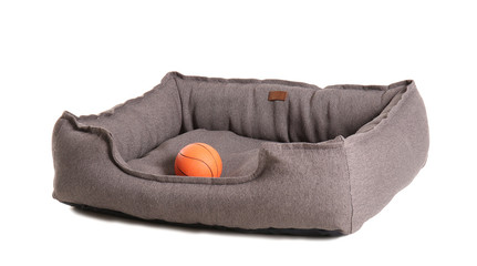 Comfortable pet bed on white background