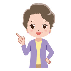 指さしするおばあちゃんのイラスト