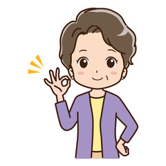OKサインを出すおばあちゃんのイラスト