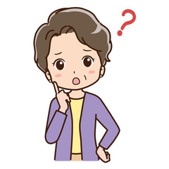 考えるおばあちゃんのイラスト