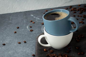 coffee, white mug, blue mug