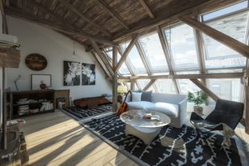 My place inside attic loft - 3d visualization