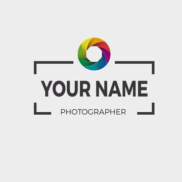 Vector logo photographer, colorful diaphragm of the lens.
