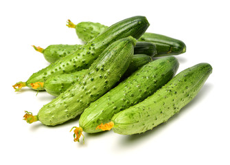 Green cucumber on the white background