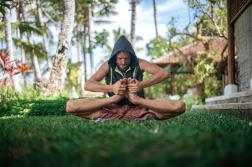 Man practice Yoga practice and meditation outdoor