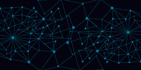 Abstract dotted network triangles dark blue background