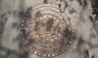 Pattern with drawing inside in brown