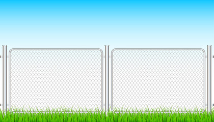 Fototapeta na wymiar Fence wire metal chain link. Prison barrier, secured property. Vector stock illustration.