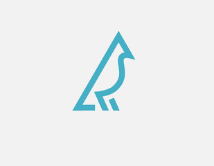 Creative blue linear logo icon bird for your company