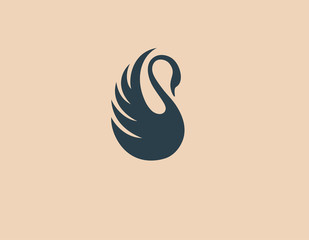 Abstract minimalistic logo icon bird silhouette of a swan. © Logomarket