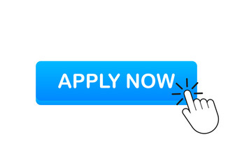 Apply now. Web banner. Arrow, cursor icon. Arrow vector icon. Hand click. Vector stock illustration.