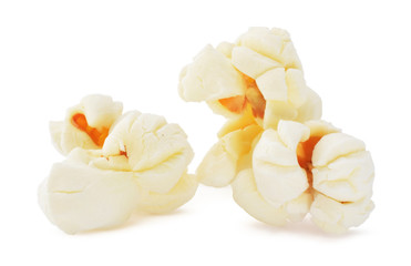Fototapeta na wymiar Popcorn macro in group isolated on white
