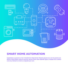Smart home automation concept poster with place for text