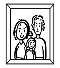 family picture / cartoon vector and illustration, black and white style, isolated on white background