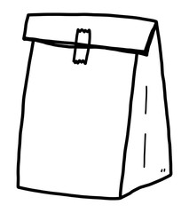 paper bag / cartoon vector and illustration, black and white style, isolated on white background