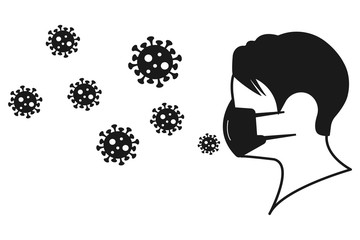 wear a mask icon, man use mask icon vector