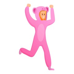 Girl pig pink pajama icon. Cartoon of girl pig pink pajama vector icon for web design isolated on white background