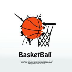 grunge ink basketball icon design element 