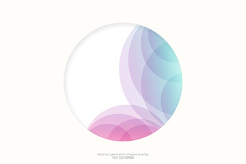 Circle shape frame paper cut above colorful transparent round shape overlay. Vector design for background, banner, presentation or card design.