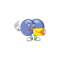 Cute face streptococcus pneumoniae mascot design bring brown envelope