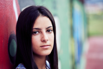 Young brunette Spanish girl with sweet eyes