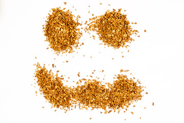 Freeze-dried coffee (gourmet coffee) on a white background. - Stock Image