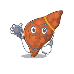 Human fibrosis liver in doctor cartoon character with tools