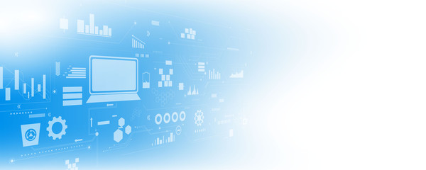 Business technology icons set business and technology vector background