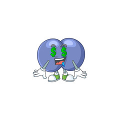 mascot character style of rich streptococcus pneumoniae with money eyes