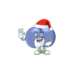 Friendly streptococcus pneumoniae Santa cartoon character design with ok finger
