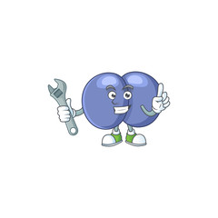 A mechanic streptococcus pneumoniae mascot character fix a broken machine