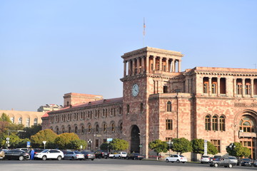Fototapeta na wymiar Government of the Republic of Armenia, buildings, brown, square, Yerevan, city,