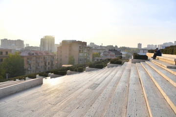 
Grand Cascade In Yerevan, view of the city of Yerevan, Armenia, sunset, sky, crescent, city Yerevan