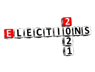 Vote. Elections. Voting. 3D red-white crossword puzzle on white background. Creative Words.