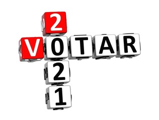 Vote. Elections. Voting. 3D red-white crossword puzzle on white background. Creative Words.