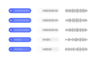 Set voice messages icon with sound wave. Message bubble for social media. Modern flat style vector illustration