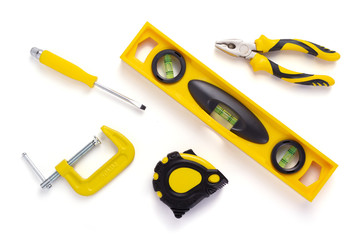 set of construction tools isolated at white