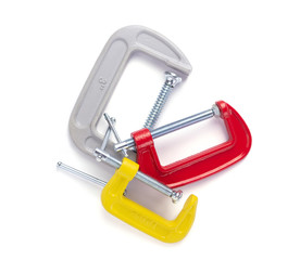 metal clamp or c-clamp on white background