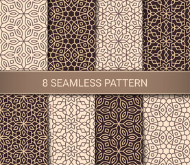 Set of abstract geometric seamless patterns artwork, vector illustration