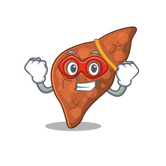 A cartoon character of human fibrosis liver performed as a Super hero
