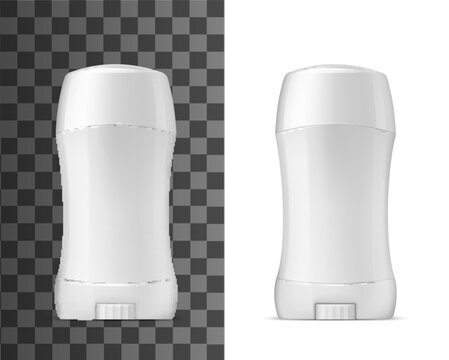 White deodorant stick with closed cap, vector realistic 3d mockup template. Men or woman blank antiperspirant deodorant stick, skincare and hygiene product, isolated on transparent background