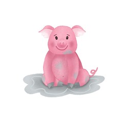 Illustration for children. Cute pig.
