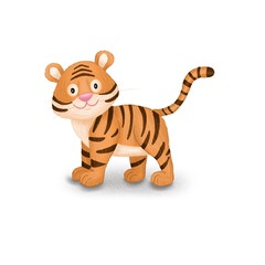 Illustration for children. Cute tiger.