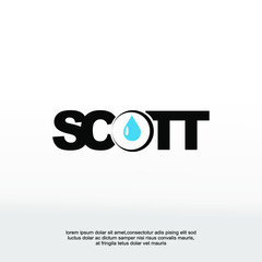 Plumbing service logo, pipes drain concept, repair works, facility installment, water drop icon, vector illustration