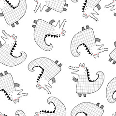 Seamless pattern with cartoon crocodiles. colorful vector for kids.Animals. hand drawing, flat style. baby design for fabric, print, textile, wrapper