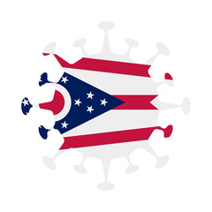 Ohio state flag inside a coronavirus. Vector illustration.